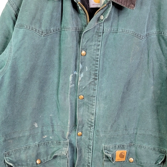 Carhartt C08HTG Vintage Union USA Santa Fe Ranch Corduroy Collar Green Coat L - Picture 5 of 16